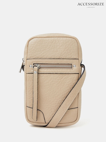 Accessorize Cream Faux Leather Cross-Body Phone Bag (V32495) | £22
