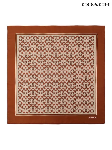 COACH Red Vintage Signature  Printed Silk Square Scarve (V32537) | £95