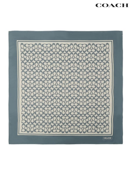 COACH Blue Vintage Signature C Printed Silk Square Scarve (V32541) | £95