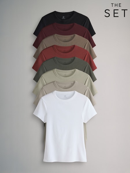 The Set 8 Pack Short Sleeve Fitted Crew Neck T-Shirts Multi (V32707) | £45