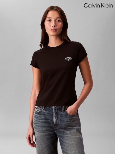 Calvin Klein Black Cocktail Logo Graphic Slim T-Shirt (V32797) | £40