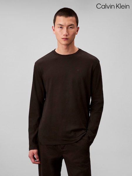 Calvin Klein Black Supima Cotton Interlock Long Sleeve T-Shirt (V32820) | £55