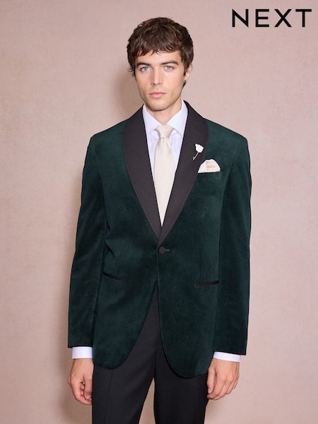 Forest Green - Regular Fit Velvet Blazer