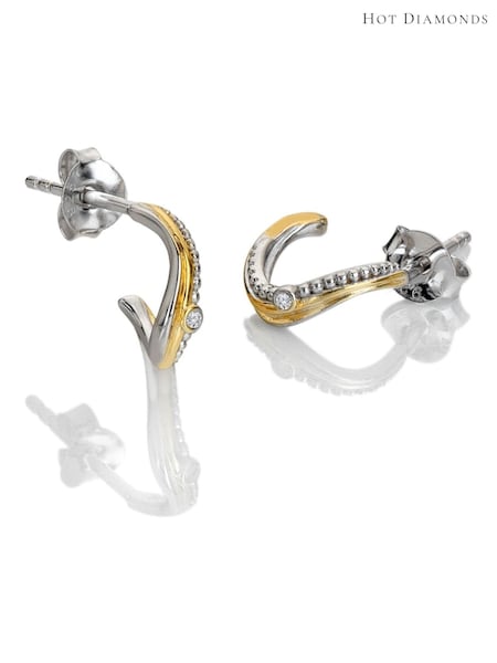 Hot Diamonds Sterling Silver Teardrop Two Tone Earrings (V34023) | £59