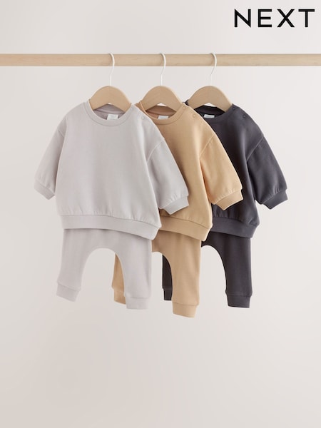 Charcoal Grey/Neutral - Sweatshirt And Leggings Baby Set 6 Piece (0mths-3yrs)