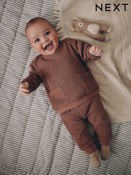 Brown - Textured Top And Legging Baby Set (0mths-2yrs)