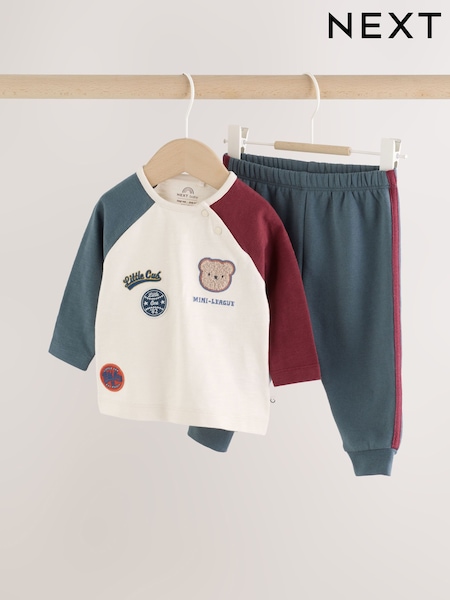 Blue/Neutral Varsity - Top And Leggings Baby Set (0mths-2yrs)