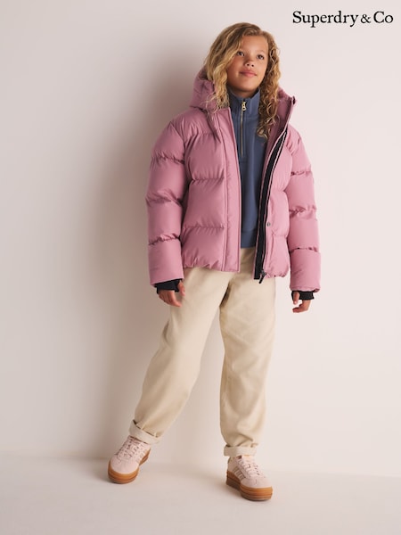 Pink - Superdry Sports Pink Padded Coat