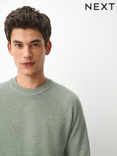 Sage Green - Regular Textured Knitted Jumper