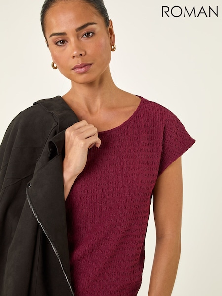 Roman Red Petite Sleeveless Textured Stretch T-Shirt (V34287) | £32