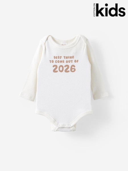 Cotton On White Pointelle Long Sleeve Rompersuit (V34378) | £10