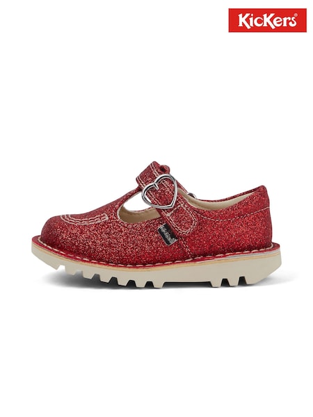 Kickers Red Kick T-Bar Glitter Shoes (V34682) | £50