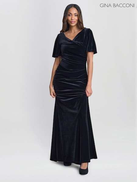Gina Bacconi Minka Velvet Maxi Dress With Cowl Neck (V34748) | £250