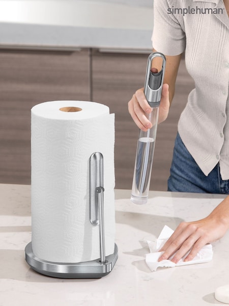 simplehuman Brushed Silver Paper Towel Holder And Spray Pump (V34831) | £70