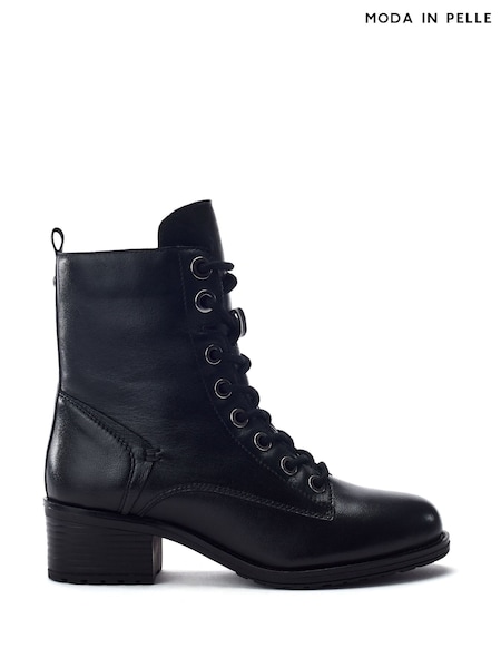 Moda in Pelle Chrome Black Bezzie Lace Up Leather Ankle Boots (V35019) | £139