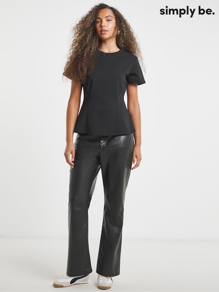 Simply Be Black Cinched In Waist Top (V35071) | £26
