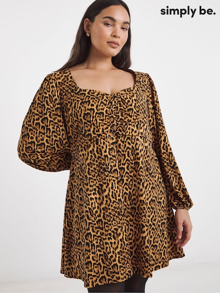 Simply Be Animal Supersoft Sweetheart Neck Skater Dress (V35083) | £28