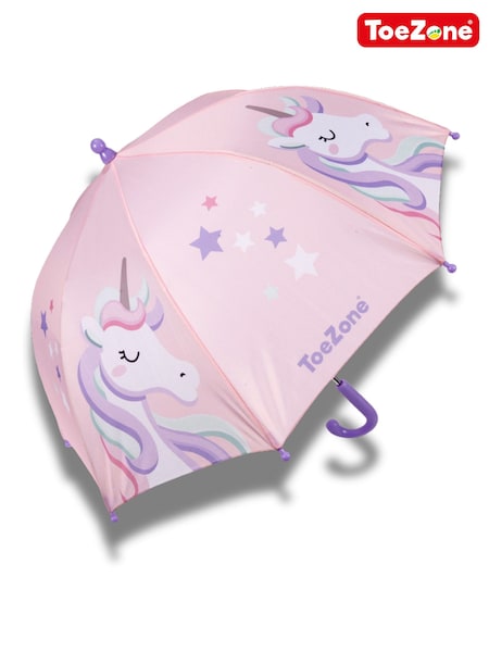 ToeZone Girls Pink Twinkle  Unicorn Waterproof Umbrella (V35173) | £12