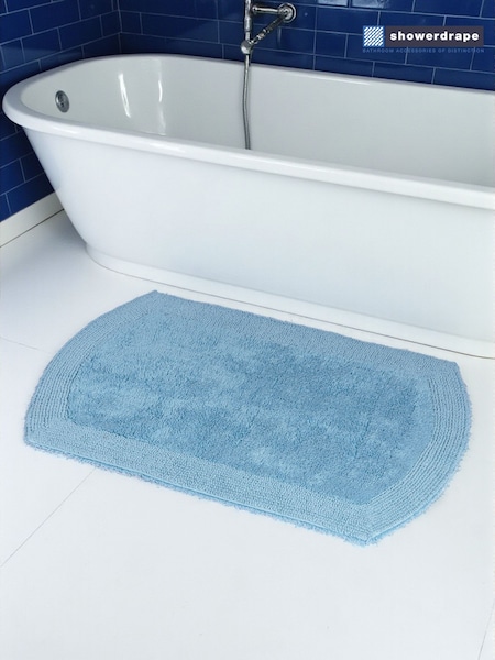 Showerdrape Cobalt Blue Ultra Floral Bath Mat (V35229) | £22
