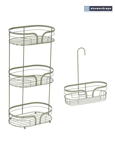 Showerdrape Sage Green Dante Floor Caddy and Mini Shower Caddy Set (V35237) | £30