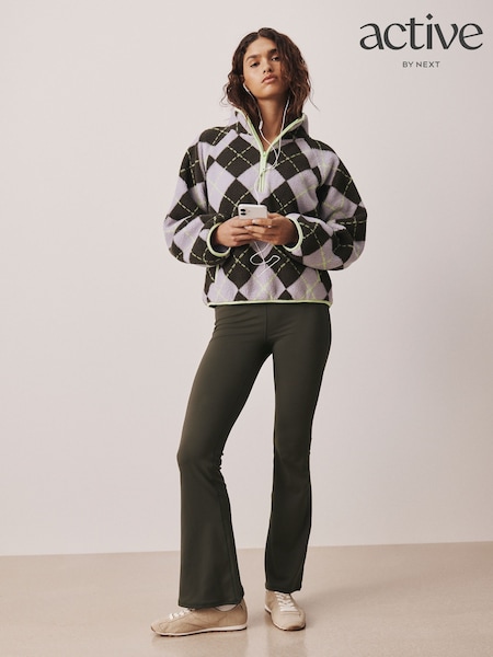 Khaki Green - Active Balance Wrap Front Flare Leggings