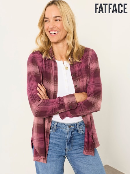 Pink - Fatface Check Shirt
