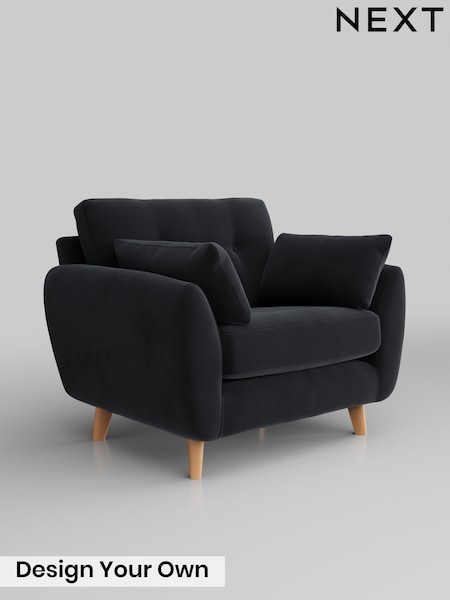 Plush Velvet Easy Clean/Charcoal Grey Wilson Buttoned Back (V35836) | £699