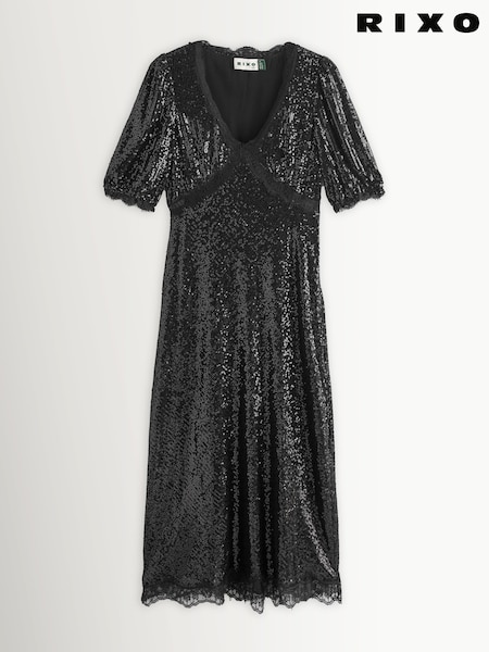 Rixo Black Verena Dress Embellishment (V35868) | £425