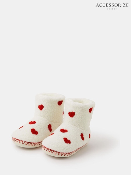 Accessorize Natural Girls Heart Print Slipper Boots (V36192) | £18 - £19