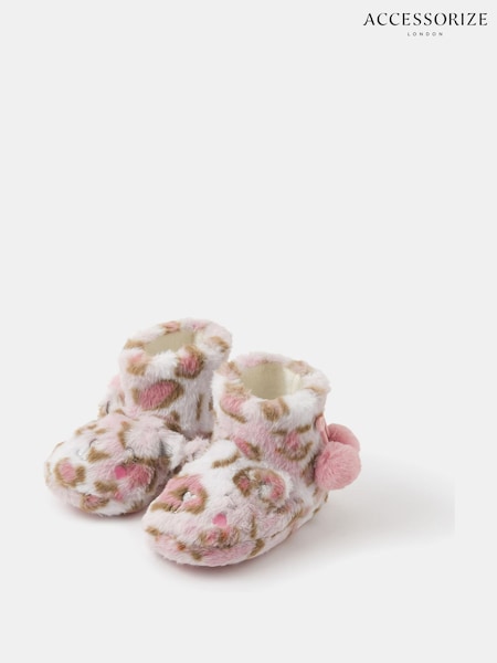 Accessorize Animal Girls Fluffy Leopard Print Slipper Boots (V36196) | £16 - £17