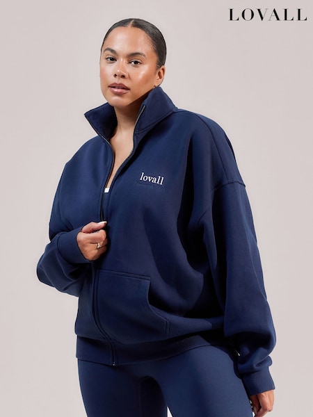 LOVALL Blue Funnel Neck Zip Through Hoodie (V36236) | £60