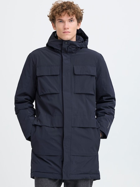 Casual Friday Blue CFKLINT Longline Padded Parka Coat (V36428) | £160