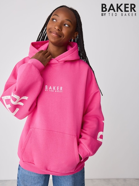 Fuchsia Pink - Baker By Ted Baker Oversized Graphic Hoodie