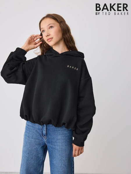Black - Baker By Ted Baker Bubble Hem Hotfix Diamante Hoodie