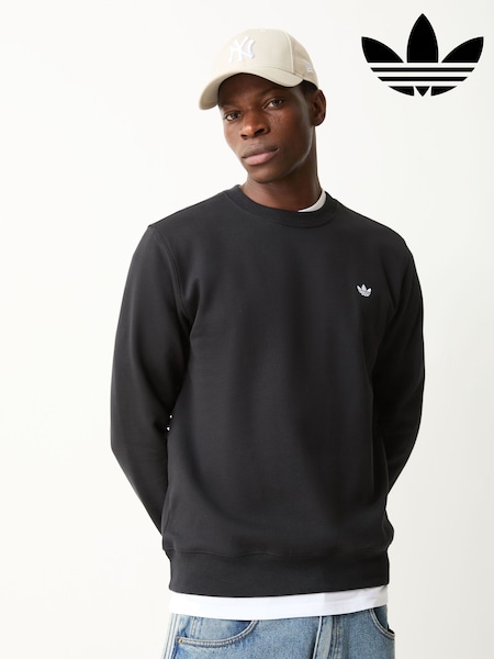 Black - Regular Adidas Originals Trefoil Essentials Crew Neck Sweat Top