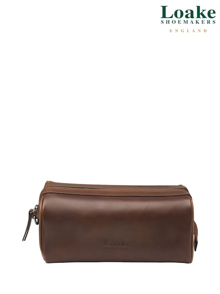 Loake Leather Brown Washbag (V36963) | £70