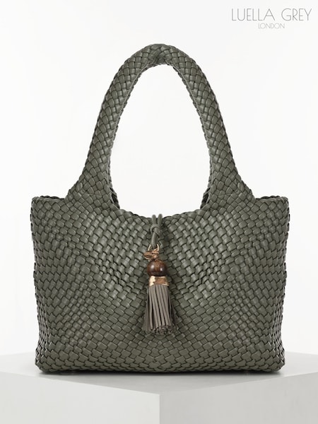Luella Grey Green Saskia Large Woven Tote (V37093) | £139