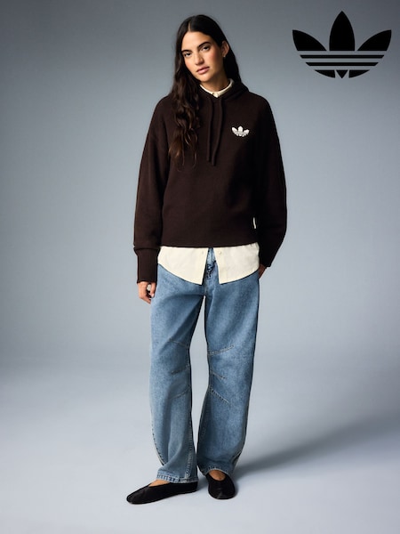 Brown - Adidas Originals Essential Knit Hoodie