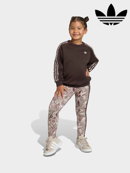 Brown - Adidas Originals Liberty London Sweat Top And Leggings Little Kids Set
