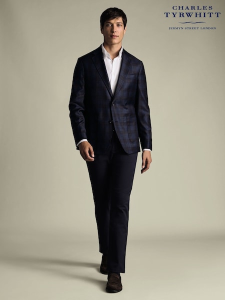 Charles Tyrwhitt Blue Ink Check Luxury Italian Slim Fit Jacket (V39700) | £329