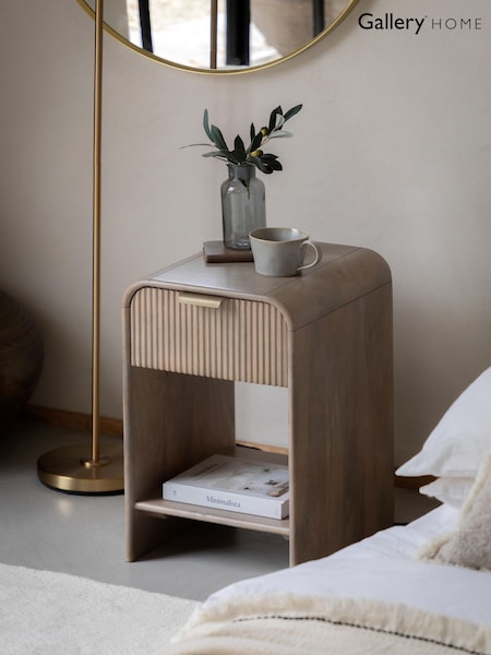 Gallery Home Grey Nova Mango Wood 1 Drawer Bedside Table 35cm (V39706) | £240