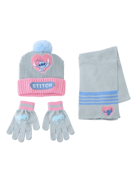 Peers Hardy Light Blue Stitch Marvel Hat, Scarf & Gloves Set 3 Piece (V39741) | £20