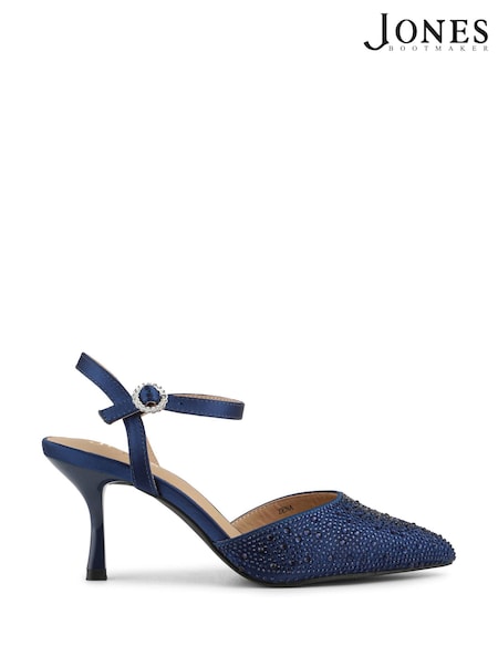Jones Bootmaker Blue Zena Leather Heeled Court Shoes (V39830) | £99