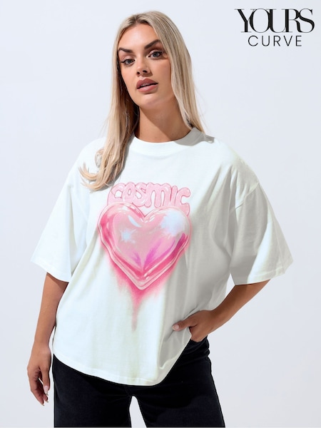 Yours Curve White Limited Graphic T-Shirt (V39842) | £20
