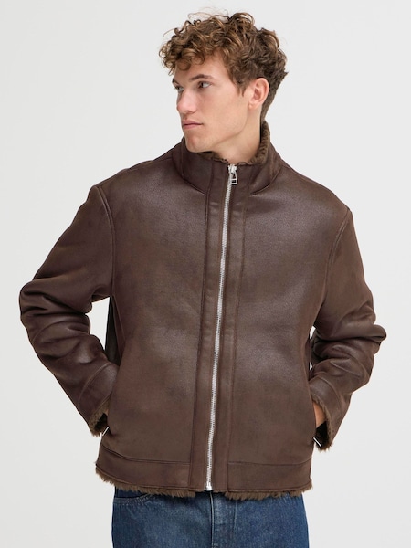 Casual Friday Brown CFMACKSEN Fur Lined Flying Jacket (V39941) | £160