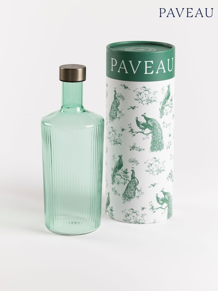 Paveau Green Cable Ribbed Glass Water Bottle (V40039) | £79