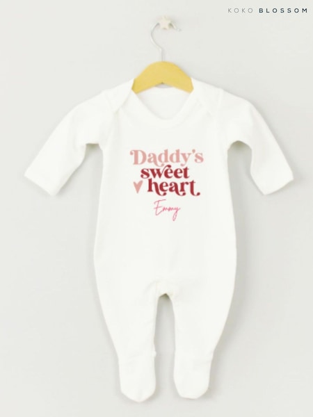 Personalised Sweetheart Sleepsuit by Koko Blossom (V40287) | £18