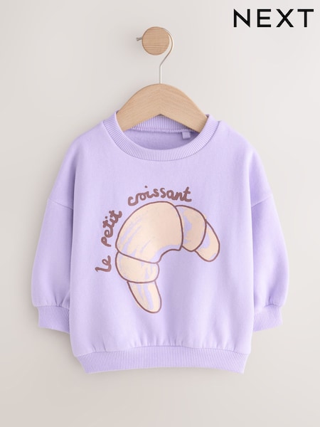 Lilac Purple Crossiant Crew Neck Sweatshirt (3mths-7yrs) (V40512) | £11 - £13