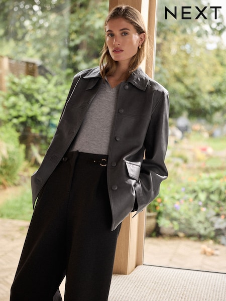 Charcoal Grey - N. Premium Leather Chore Jacket
