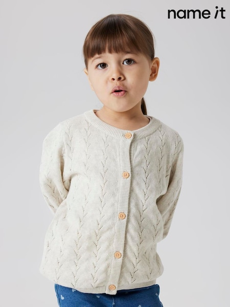 Name It White Pointelle Knit Cardigan (V40985) | £19